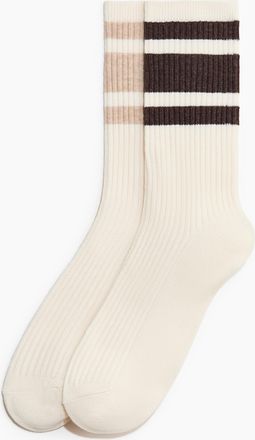 H&M 2er-Pack Gerippte Socken - White