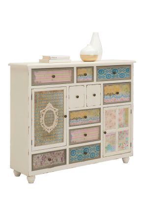 Landscape Kommode, Mehrfarbig, Metall, teilmassiv, 2 F&auml;cher, 10 Schubladen, 126x108x36.5 cm, Beim&ouml;bel erh&auml;ltlich, Kleinm&ouml;bel, Kommoden, Kommoden