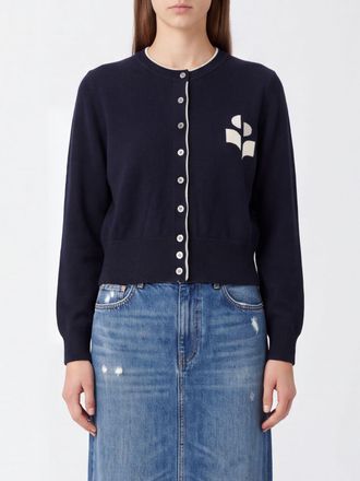 Isabel Marant Cardigan girocollo in cotone e lana con logo a contrasto
