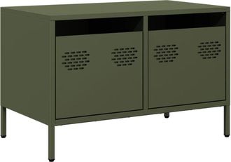 vidaXL Vidaxl - Mueble para tv acero laminado en frío verde oliva 68x39x43,5 cm