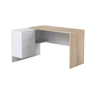 Dmora Scrivania Agnello, Scrittoio Multifunzione Reversibile Da Ufficio Con Cassettiera, Tavolo Da Studio O Ufficio Porta Pc Ad Angolo, 145x108h73 Cm, Rover