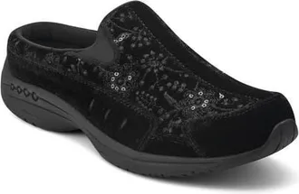 Easy Spirit Traveltime Clog Sneaker in Black Floral at Nordstrom, Size 8.5
