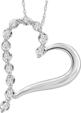 Pompeii3 10K White Gold 1 Tall Diamond Heart Pendant Womens Necklace