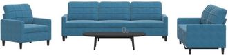 vidaXL Juego De Sof&aacute;s Con Cojines 4 Piezas Terciopelo Azul Vidaxl