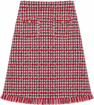 Self Portrait Check Knit Midi Rok - Dames - Rokken - Veelkleurig - Maat: XS Katoen