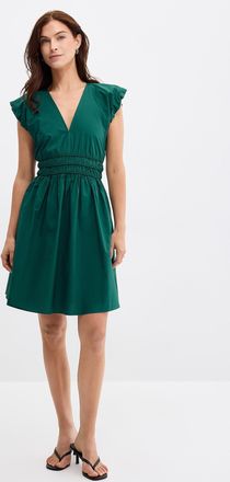 BOSS Womens Darico puff cap sleeves poplin dress