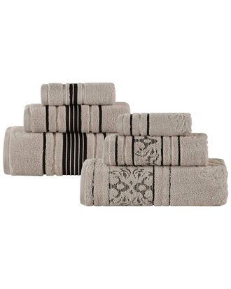 Superior Sadie Zero Twist Cotton Jacquard Floral Absorbent 6Pc Assorted Towel Set