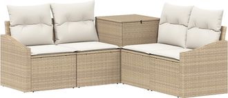 vidaXL Juego De Sof&aacute; 5 Uds. Beige Y Blanco Crema Vidaxl