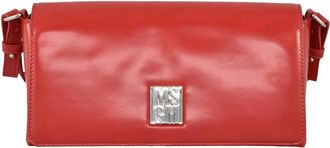 Msgm Red Rectangular Chain Detail Polyurethane Shoulder Bag