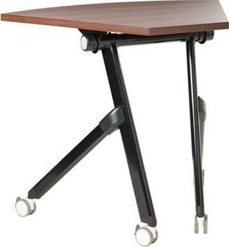 Beliani Escritorio Moderno Plegable Con Ruedas Mesa M&oacute;vil Port&aacute;til 90 X 64 Cm Estructura Met&aacute;lica Marr&oacute;n Oscuro Bendi