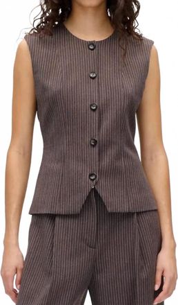 Baum Und Pferdgarten Menea Suit Vest In Brown Pinstripe