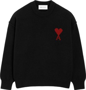 Ami Black Wool Ami De Coeur Crewneck Sweater