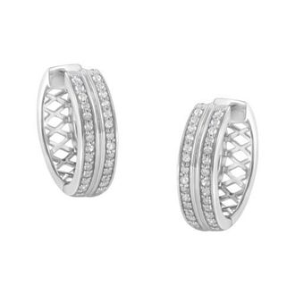House of Brilliance 10K White Gold Diamond Hoop Earring at Nordstrom