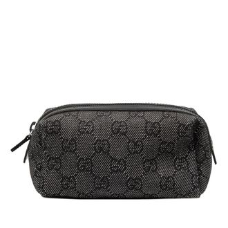 Gucci Pre-owned Womens Gg Denim Cosmetic Pouch - Black Textile - One Size
