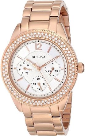 Bulova Womens Swarovski Silver Dial Watch