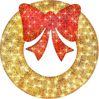 Best Choice Products 36in Pre-Lit Outdoor Christmas Wreath, LED Metal Holiday Décor w/ 120 Lights, Bow