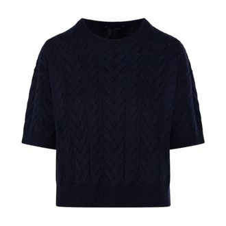 Max Mara Dominus Kabelgebreide Trui met Korte Mouwen - Dames - Truien - Zwart - Maat: L Wol