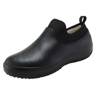 Generic Mens Womens Rain Boots Comfortable Fleece Fur Lined Short Ankle Wellies Seamless Construction Wellington Shoes Waterproof Anti-Slip Thick Bottom Garde