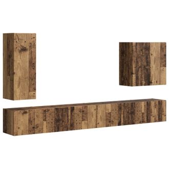 vidaXL Conjunto De Mueble Para Tv De Pared 6 Pcs Madera Envejecida Vidaxl