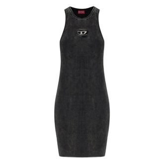 Diesel M-Anchorage Logo-plaque Ribbed Mini Jurk - Dames - Korte kleedjes - Grijs - S - Nylon - Kleedjes