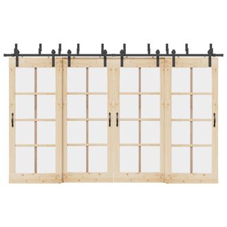 Berkfield Home Sliding Door Hardware Kit 366 cm Steel Black