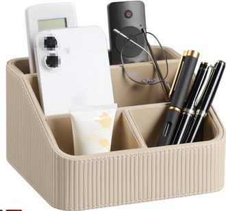 OEM Estante Organizador Para 4 Mandos A Distancia - Piel Sint&eacute;tica - Beige