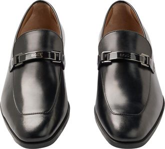 HUGO BOSS Heren Kensington Leren Loafers (Zwart)