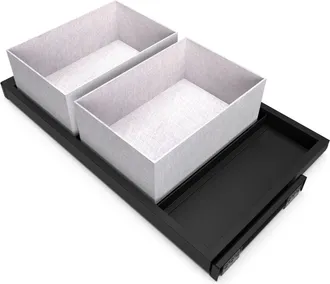 Emuca Emuca - Kit De Bandeja, 2 Cestos Organizadores Y Bastidor De Gu&iacute;as Con Cierre Suave Para Armarios, Regulable, M&oacute;dulo 800mm, Negro Texturizado