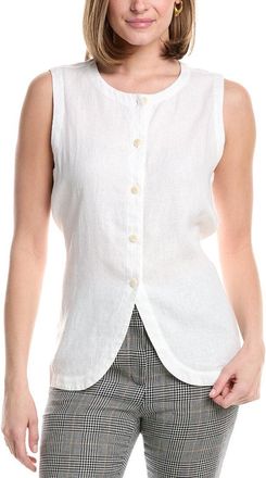 Eileen Fisher Eileen Fisher Round Neck Linen Long Vest