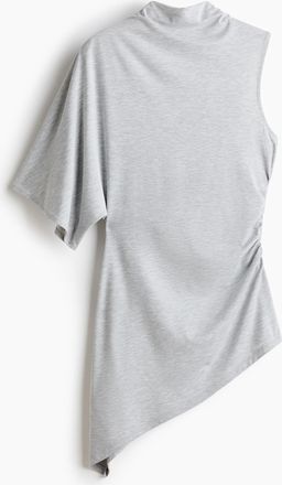 H&M Asymmetrisches Top mit Turtleneck - Hellgraumeliert