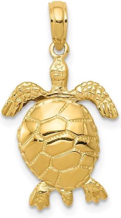 Diamond2Deal 10k Yellow Gold 3-D Moveable Turtle Pendant