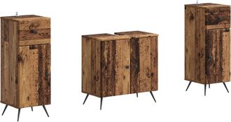 vidaXL Juego De Gabinete De Ba&ntilde;o De 2 Piezas Breda Madera Envejecida Vidaxl