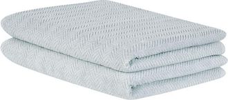 Beliani Beliani - Conjunto De 2 Toallas De Algod&oacute;n Verde Menta Chevron Textura Suave Ba&ntilde;o Mitiaro