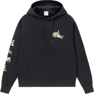 Li-Ning Skateboard Series Funny Pattern Printing Loose Pullover Hoodie Black White AWDS177-4