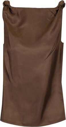 Loulou Studio Tops, Dames, Bruin, M, Remy Knotted Silk-Twill Top