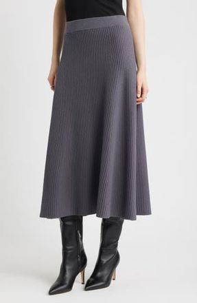 Nordstrom Cotton & Cashmere A-Line Midi Sweater Skirt in Grey Agate at Nordstrom Rack, Size X-Small