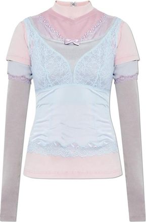 Balenciaga Gelaagde Top - Dames - Longsleeves - Veelkleurig - S - Polyester - Tops