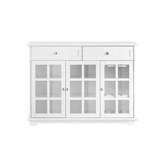 SoBuy Aparador Cocina Mueble Vitrina De Cristal Con 3 Puertas Y 2 Cajones 119 X 40 X 90 Cm Fsb77-w Sobuy Es