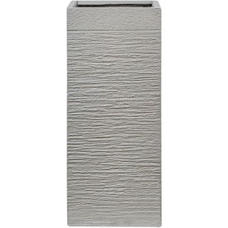 Beliani Maceta Alta De Arcilla Para Jard&iacute;n 26 X 26 X 60 Cm Resistente A Los Rayos Uv Gris Claro Dion