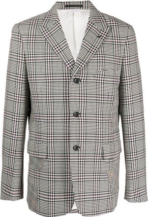 Comme Des Garçons patchwork detailing checked blazer - men - Cupro/Wool - L - Neutrals