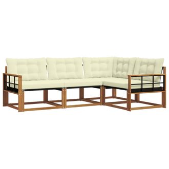 vidaXL Conjunto De Sof&aacute;s De Exterior Con Coj&iacute;n 4 Pcs Natural Y Crema Vidaxl