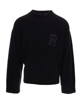 Represent Loose-Fit Black Knit Sweater with Embroidered Logo