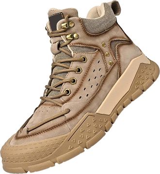 Generic Mens Thermal Winter Boots, Flat Casual High Top Boot Fur Lined Snow Hiking Shoe Outdoor Non-Slip Waterproof Footwear Puncture Resistant Steel Toe Cap 