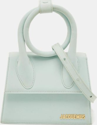 Jacquemus Le Chiquito Noeud Light Blue Nubuck Leather Top Handle Bag