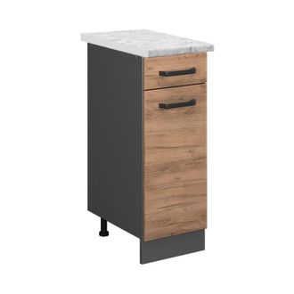 Vicco Mueble Bajo De Cocina R-line, Roble Dorado, 30 Cm Et M&aacute;rmol