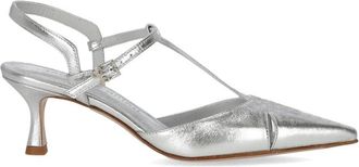Sergio Levantesi Zilveren Slingback Pump Edvige - Dames - Pumps - Grijs - 39 EU - Leer - Schoenen