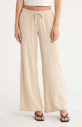 PacSun Alisa Linen Blend Wide Leg Pants in Beige/Multi Stripe at Nordstrom, Size Xx-Small