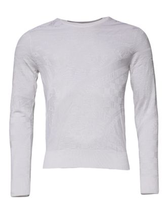 Dolce & Gabbana White Silk Crew Neck Men Pullover Mens Sweater