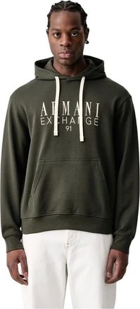 A|X Armani Exchange Hoodie met geborduurd logo - Heren - Sweatshirts & Hoodies - Groen - Maat: S Katoen