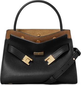 Tory Burch Petite Lee Radziwill Leather Double Bag in Black at Nordstrom